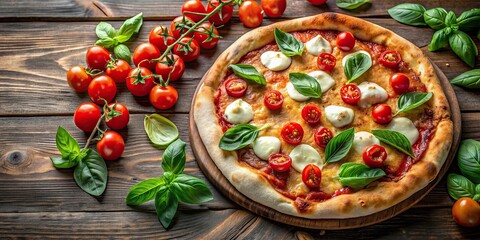 Artisan pizza with tomatoes, basil, and melted mozzarella , pizza, artisan, tomatoes, basil, mozzarella