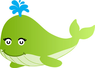 cute whale cartoon, sea animal