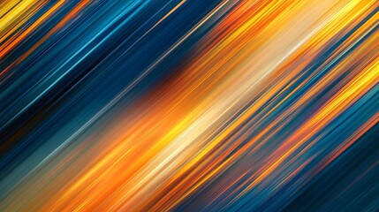 Poster - Abstract background formed by diagonal stripes of light, with predominance of orange and blue, conveying speed and movement
