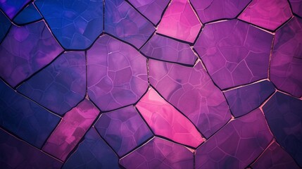 Wall Mural - A vibrant abstract pattern of irregular shapes in shades of purple and pink, creating a textured background.