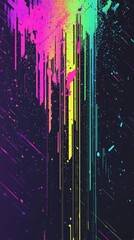 Poster - Colorful abstract background with vertical lines falling down on a dark background, creating a sense of movement and energy