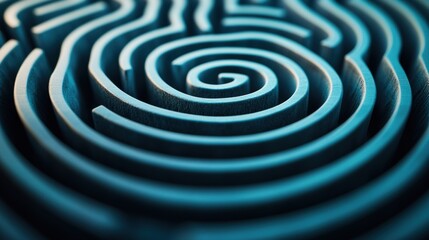 Wall Mural - A close up of a spiral maze with blue and white colors, AI