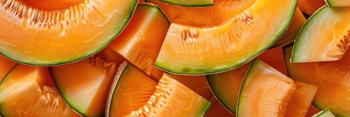 Wall Mural - Sliced cantaloupe melon on a surface