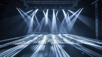 Aufkleber - Stage Illuminated by Spotlights with a Patterned Floor