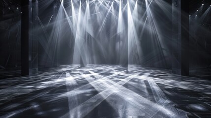 Aufkleber - Stage Illuminated by Spotlights with Geometric Light Patterns