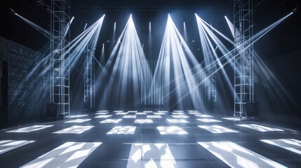 Aufkleber - Stage Lighting with Spotlights Creating a Grid Pattern on the Floor