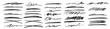 © Sheza - Grunge lines, scrawls, crayon scribbles, rough brush charcoal pen strokes, underlines strikethroughs. Bold doodle freehand shapes. Underline typography scribbles, crosses, curves. Vector illustration