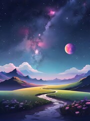 Wall Mural - galaxy nature simple scenery　 illustration　background