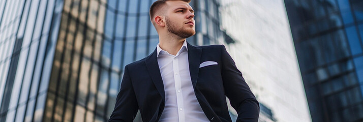 Well-groomed business young man in full height