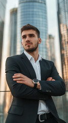 Wall Mural - Well-groomed business young man in full height