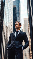 Wall Mural - Well-groomed business young man in full height