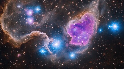 Purple and blue stars in a space background