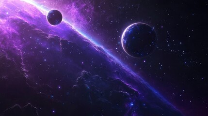 Purple and blue stars in a space background