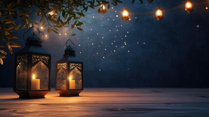 Ramadan Kareem Islamic backgrounds adorned with lanterns