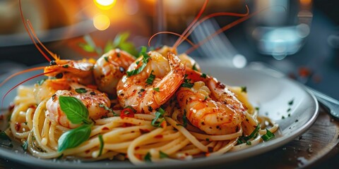 Poster - Jumbo Tiger Shrimp Scampi with Pasta