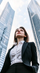 Wall Mural - Well-groomed business young woman in full height