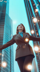 Wall Mural - Well-groomed business young woman in full height