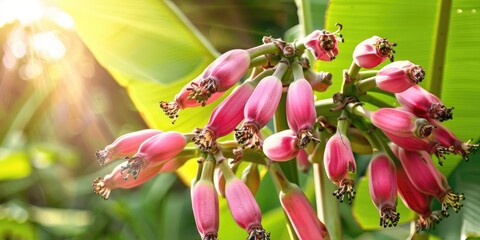 Canvas Print - Abundant Growth of Banana Flowers and Bananas in Tropical Regions A Nutrient Rich Fruit Promoting Health