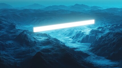 Poster - Glowing Line in a Mountainous Landscape