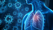© Florian - Digital illustration showing human lungs being attacked by viruses, highlighting the impact of respiratory infections on the body