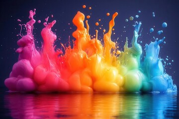 explosive splash of rainbowcolored paints and inks dynamic motion vibrant hues abstract patterns celebration of color and creativity