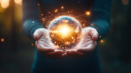 Poster - Hand Holding Flying Earth with Global Network and Innovative Science Communication Technologies