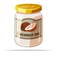 Wall Mural - Jar of coconut oil vector isolated illustration