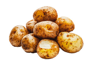 Wall Mural - PNG Freshly harvested organic potatoes arranged on a white background