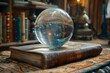 © Asif - A glass ball resting on an antique book, reflecting light and creating a serene.