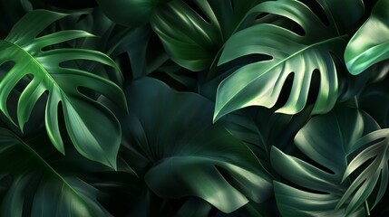 Wall Mural - Stunning Lush Green Tropical Leaves as a Natural Background