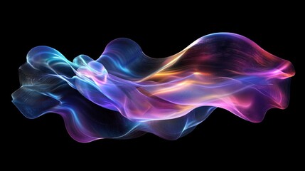 Fototapete - Abstract Colorful Flowing Lines on a Black Background