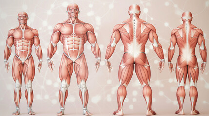 Wall Mural - Anatomical illustration of the human muscular system