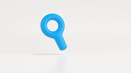 Poster - 3d render of magnifying glass icon isolated moving on white background. Looping animation