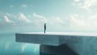 © BOJOShop - Silhouette of a Person Standing on a Concrete Platform Overlooking the Ocean