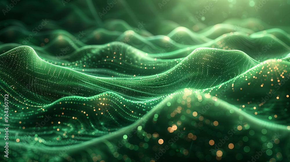 Digital background with Futuristic Landscape Bright Data Particles and ...