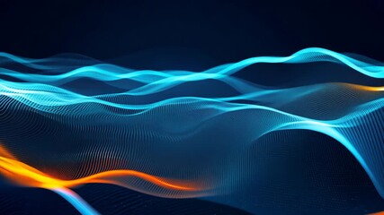 Poster - Abstract Waves of Blue and Orange Light on Dark Background