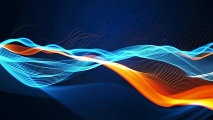 Poster - Abstract Waves of Blue and Orange Light on Dark Background