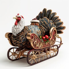 Wall Mural - Christmas Turkey in a Sleigh.