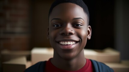 Canvas Print - young smiling african american boy