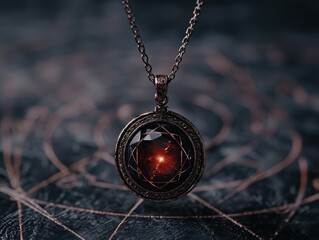 Poster - Mysterious glowing pendant on dark background