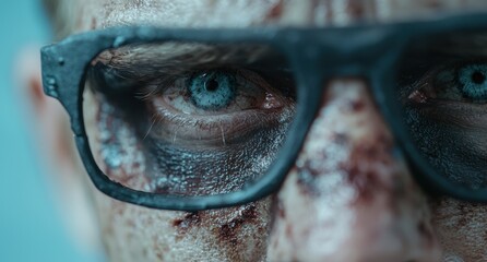 Sticker - Close-up of a human eye with frost or ice crystals