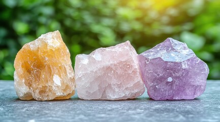 Poster - Colorful natural crystals on a stone surface