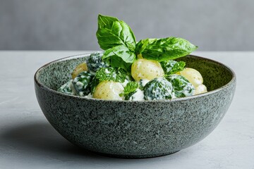 Wall Mural - fresh green vegetables in a ceramic bowl