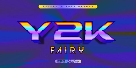 Wall Mural - Editable Y2K retro text effect with futuristic 80s classic style fairy