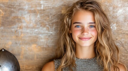 Wall Mural - Smiling young woman with wavy blonde hair