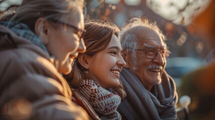 Bridging the Gap: Young and old united in a tender moment, showcasing the importance of intergenerational connections. Bonds of Family, Compassion, and Respect in a Multigenerational Setting.