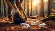 © H - Personas juntando basura en el bosque, cuidado del medio ambiente
