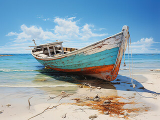 Fantastic Ship on beach against sky