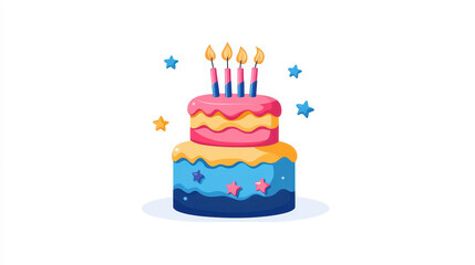 Poster - Celebrate your special day with a stylish, modern birthday cake icon, featuring playful textures and a fun cartoon design.