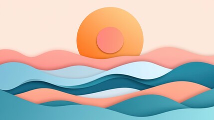Poster - Explore a sleek, minimal wave design with a papercut effect that brings modern aesthetics to any backdrop.
